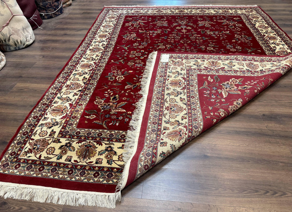 Indo Persian Rug 8x10, Red and Cream, Floral, Pande Cameron - Jewel Rugs, view 12