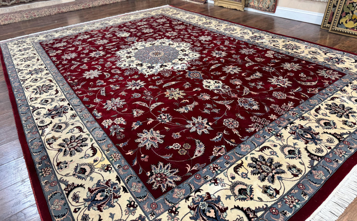 Pak Persian Rug 9x12, Maroon and Ivory, Wool Handmade Vintage - Jewel Rugs, view 13