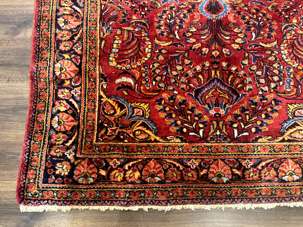 Persian Lilihan Rug 5x6, Red, Floral, Antique Persian Carpet - Jewel Rugs, view 9