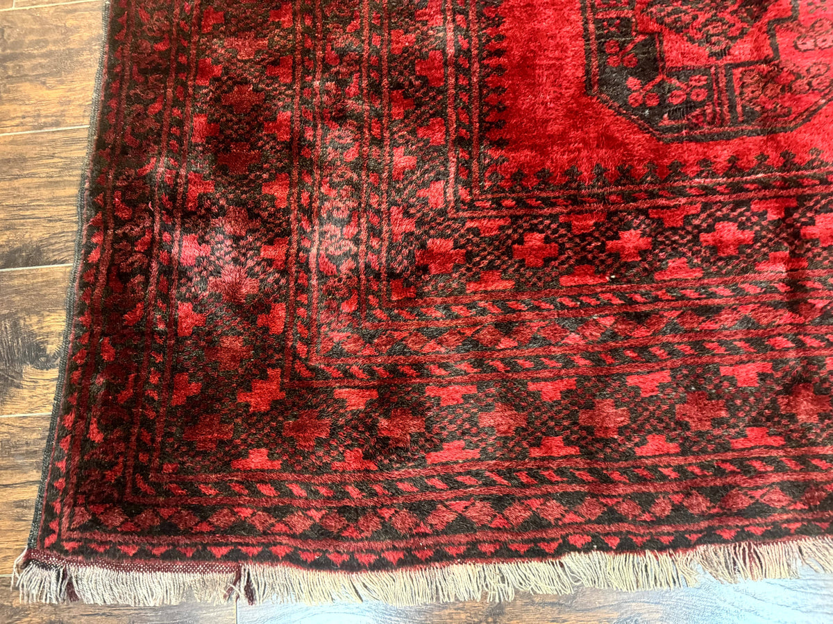 Afghan Turkoman Rug 9x10, Red Beshir Carpet, Tribal, Wool, Antique - Jewel Rugs, view 8