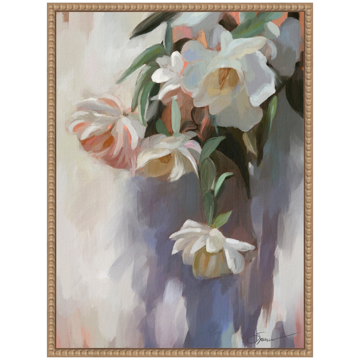 Sylvie Dangle Thumb Pastel Flower Bouquet Framed Canvas by Mary Sparrow
