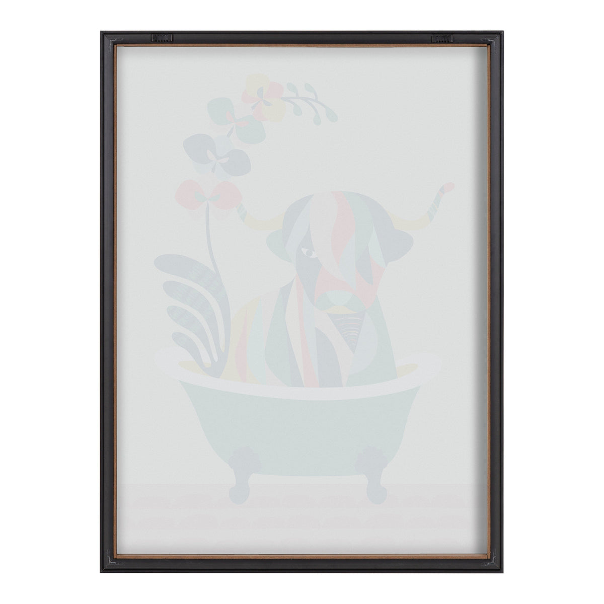 Blake Mid Century Modern Cow in Bathtub Framed Printed Glass by Rachel Lee of My Dream Wall
