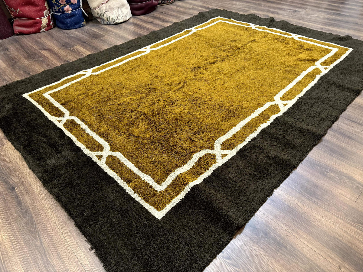Mid Century Shag Rug 8x11, Large Vintage Shag Rug, Open Field, European Shag Rug - Jewel Rugs, view 3