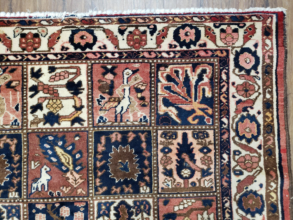Antique Persian Bakhtiari Rug circa 1920s, Kheshti Panel Design, Wool, Hand-Knotted, 5'3" x 10' - Jewel Rugs, view 8