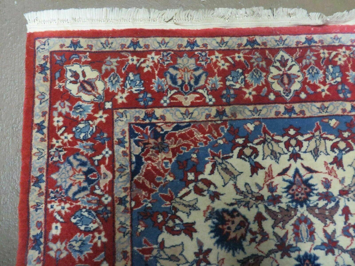 3' X 5' Vintage Handmade Authentic Oriental Floral Medallion Fine Wool Rug Beige Red and Blue Top Quality Veg Dyes - Jewel Rugs, view 6