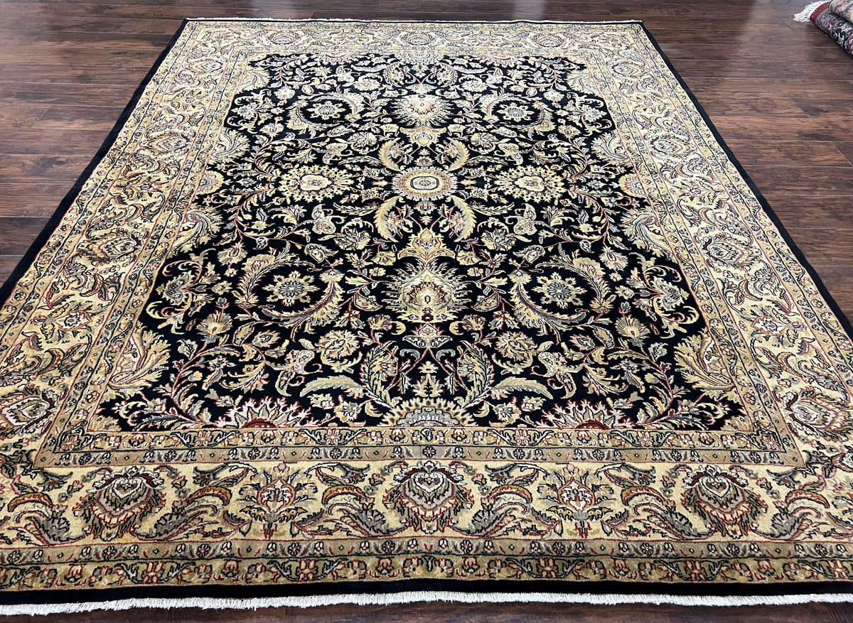 Indo Persian Rug 8 x 9.4, Allover Floral Design, Vintage Room Sized Rug, Traditional Oriental Carpet, Hand Knotted Rug for Living Room, Nice - Jewel Rugs