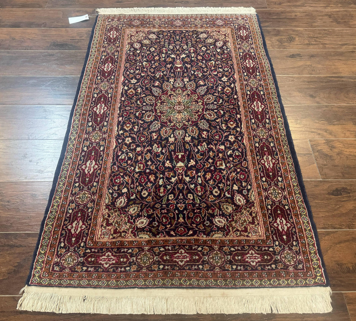 Indo Kashmiri Rug 3x5, Navy Blue, Very Fine 400 KPSI, Pair B - Jewel Rugs, view 2