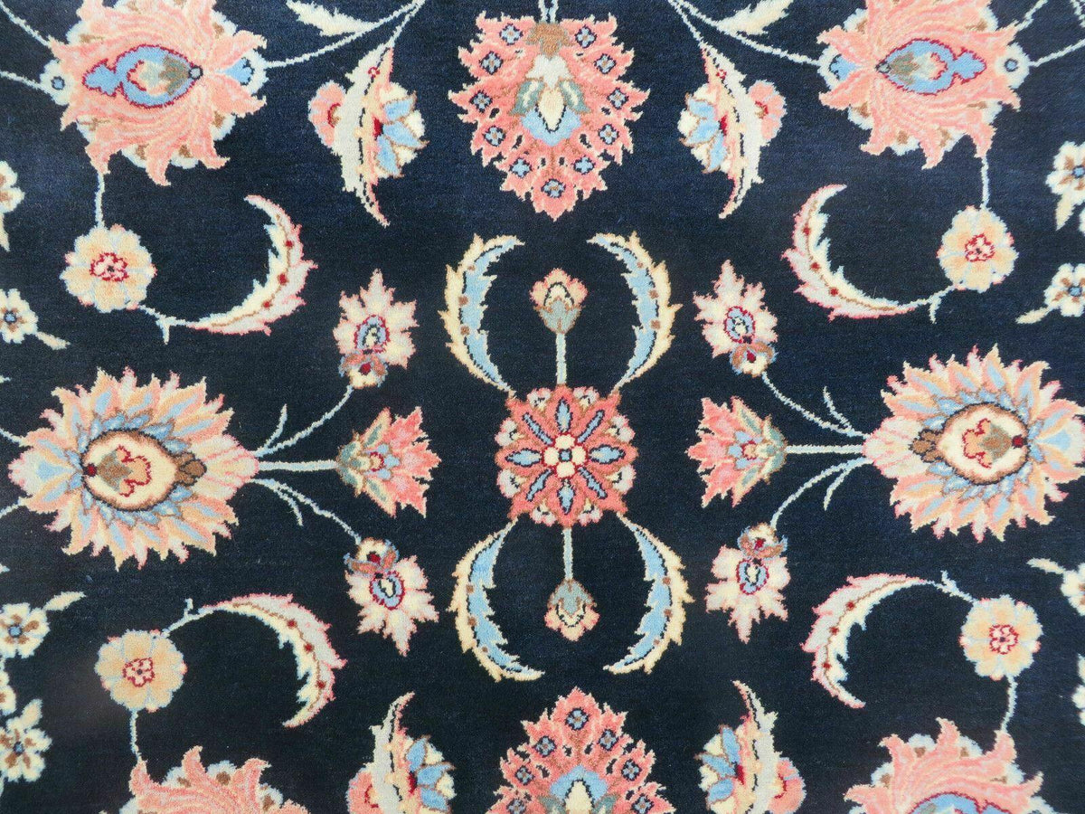 Large Indo Persian Rug 10x14, Wool Hand-Knotted Carpet, Navy Blue Ivory - Jewel Rugs, view 4