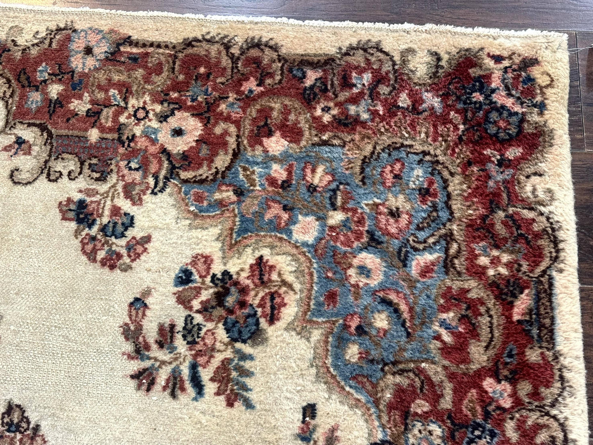 Square Persian Kerman Rug, Beige/Cream and Light Blue, Traditional Persian Rug, 5.5 x 5.5 ft - Jewel Rugs, view 8