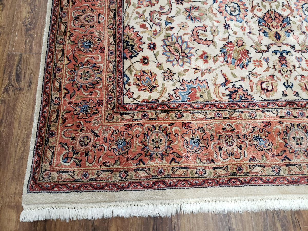 6x9 Top Quality Handmade Wool Area Rug Floral Allover Carpet Veg Dyes Beige - Jewel Rugs, view 8