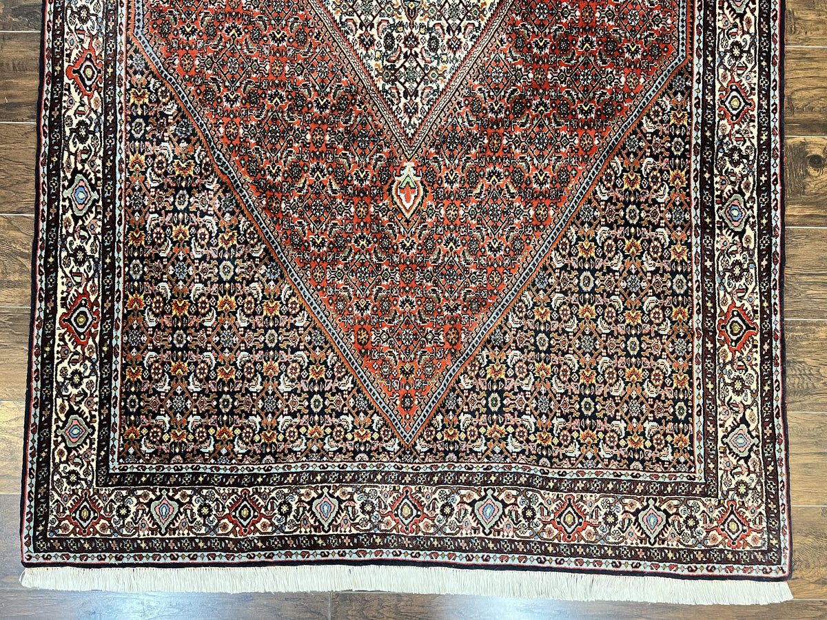 Persian Bidjar Rug 5x10, Wool Hand Knotted Vintage Carpet, Highly Detailed, Mahi Herati Pattern, 5 x 10 Oriental Rug - Jewel Rugs, view 5