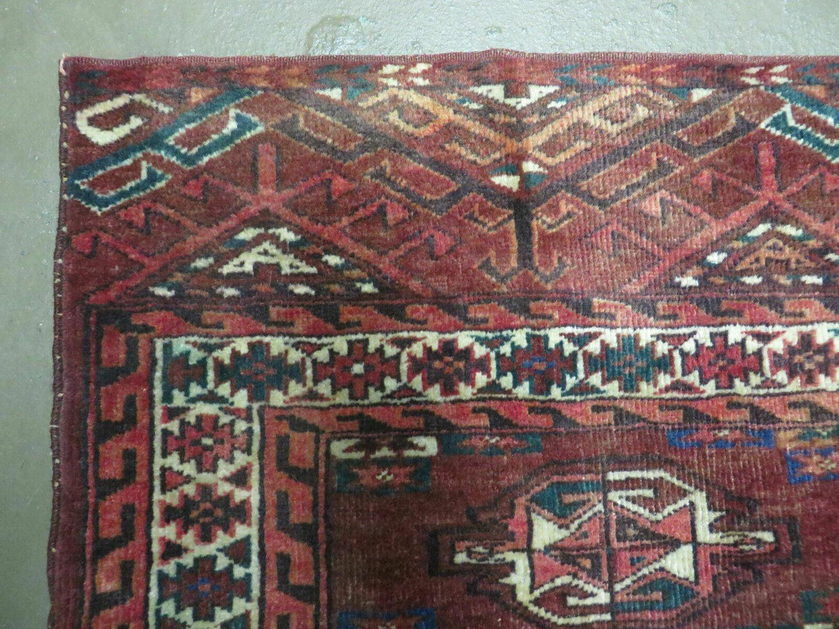 2.5' X 4' Antique Handmade Bokhara Turkoman Yamud Wool Rug Kilim Backing NICE - Jewel Rugs, view 3