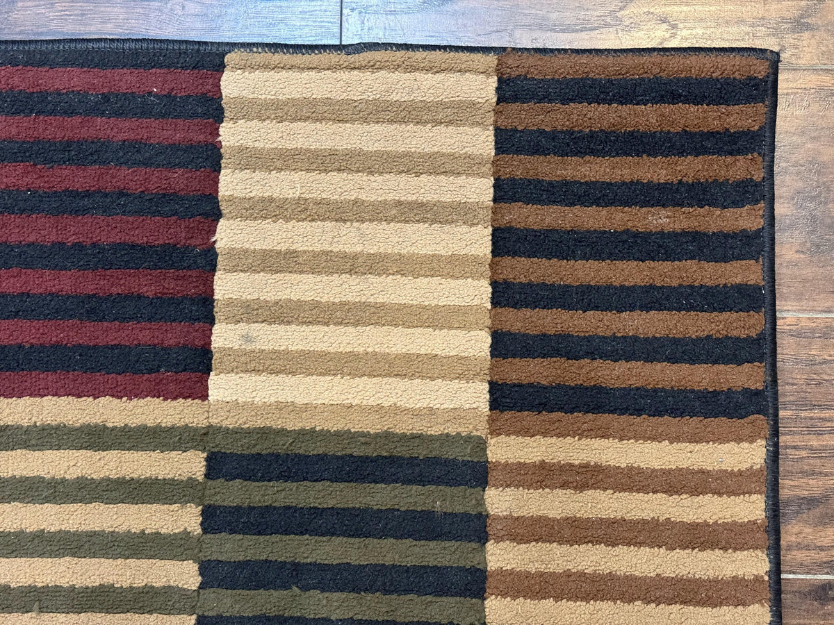 Vintage Power Loomed Rug 3.6 x 5, Brown Beige Black Tan, Box Design - Jewel Rugs, view 8