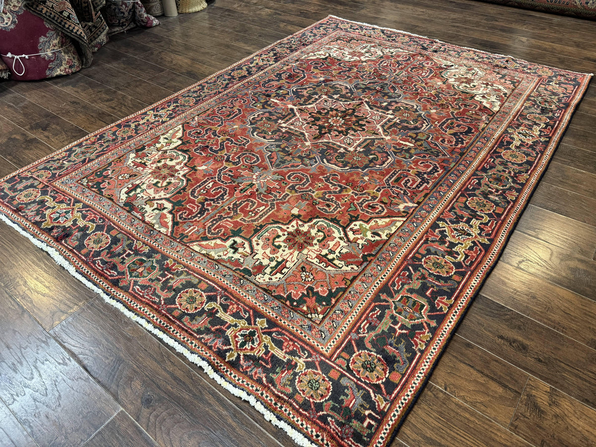 Persian Heriz Rug 6.6 x 9, Geometric Wool Persian Carpet - Jewel Rugs, view 3