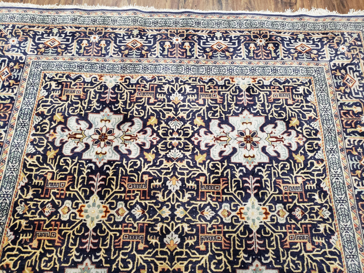 Navy Blue Persian Kashan Rug, Hand-Knotted, Wool, 4' 8" x 7' 4", Pair B - Jewel Rugs, view 4