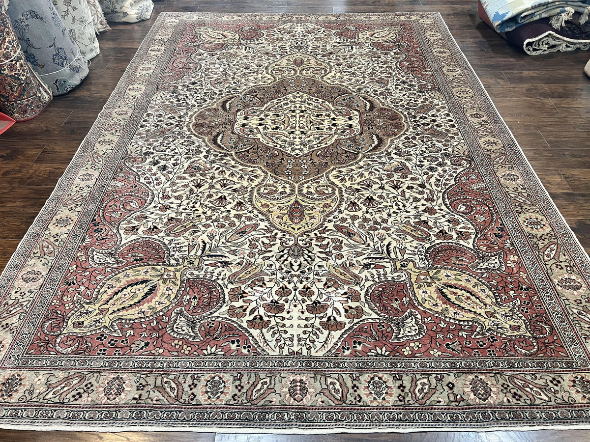 Turkish Sivas Rug 9x12, Handmade Vintage Wool Carpet, Cream Ivory - Jewel Rugs, view 13