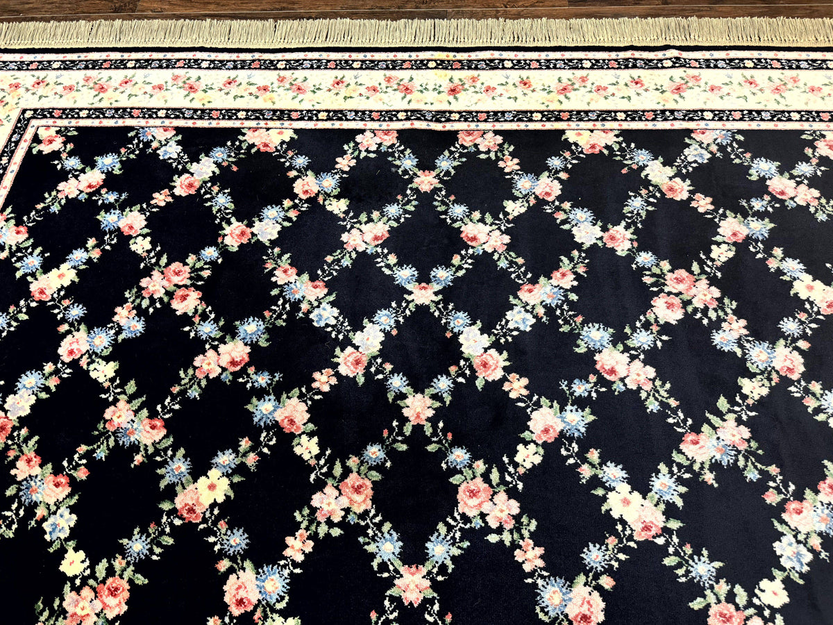 Karastan Rug 8.8 x 12, Garden of Eden #509/1270, Ebony Trellis, Vintage Discontinued Wool Pile Karastan Carpet - Jewel Rugs, view 4