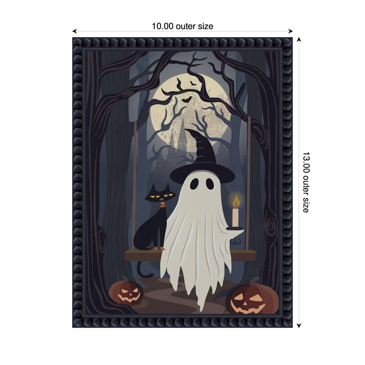 Ghost and Black Cat by Rachel Lee 3 Birdies Studio Framed Canvas Wall Art Print
