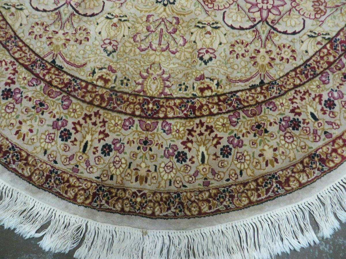 6' Handmade Fine Indian Wool Rug Carpet Round Silk Accent Beauty - Jewel Rugs, view 5