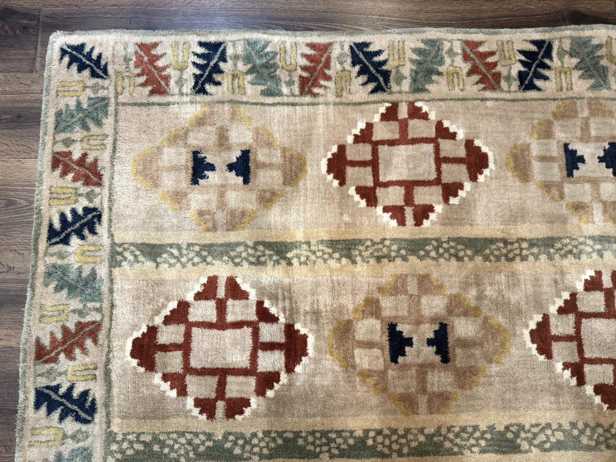 Geometric Design Area Rug 5x8, Beige and Rust Red - Jewel Rugs, view 7