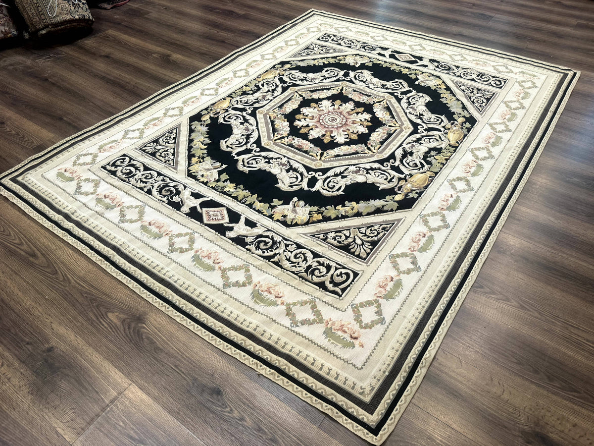 Aubusson Rug 6x8, European Design, Lion Pictorials, Black - Jewel Rugs, view 3