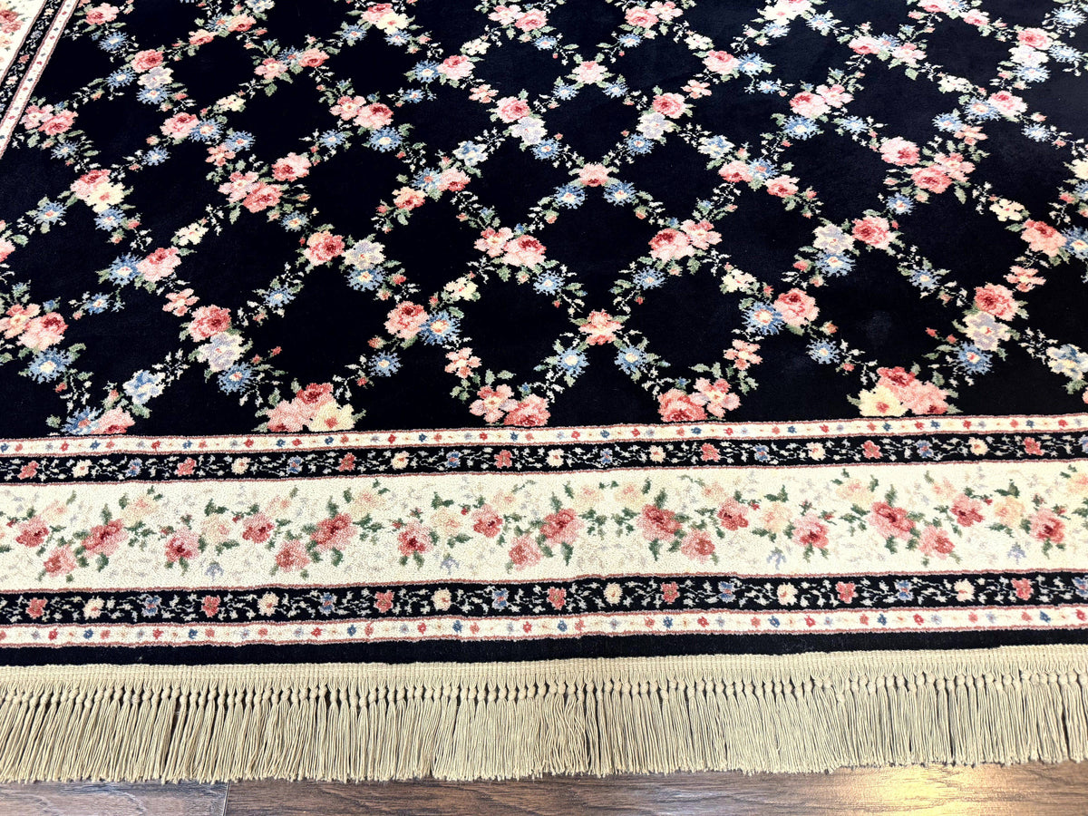 Karastan Rug 8.8 x 12, Garden of Eden #509/1270, Ebony Trellis, Vintage Discontinued Wool Pile Karastan Carpet - Jewel Rugs, view 6