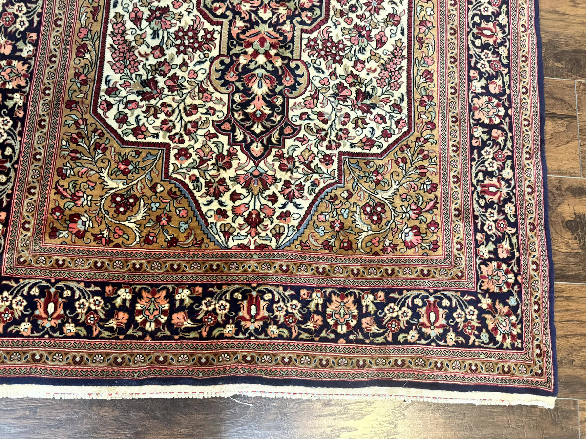 Persian Qum Rug 3.6 x 5, Kork Wool, Very Finely Hand Knotted 325 KPSI, Rare, Semi Antique - Jewel Rugs, view 9