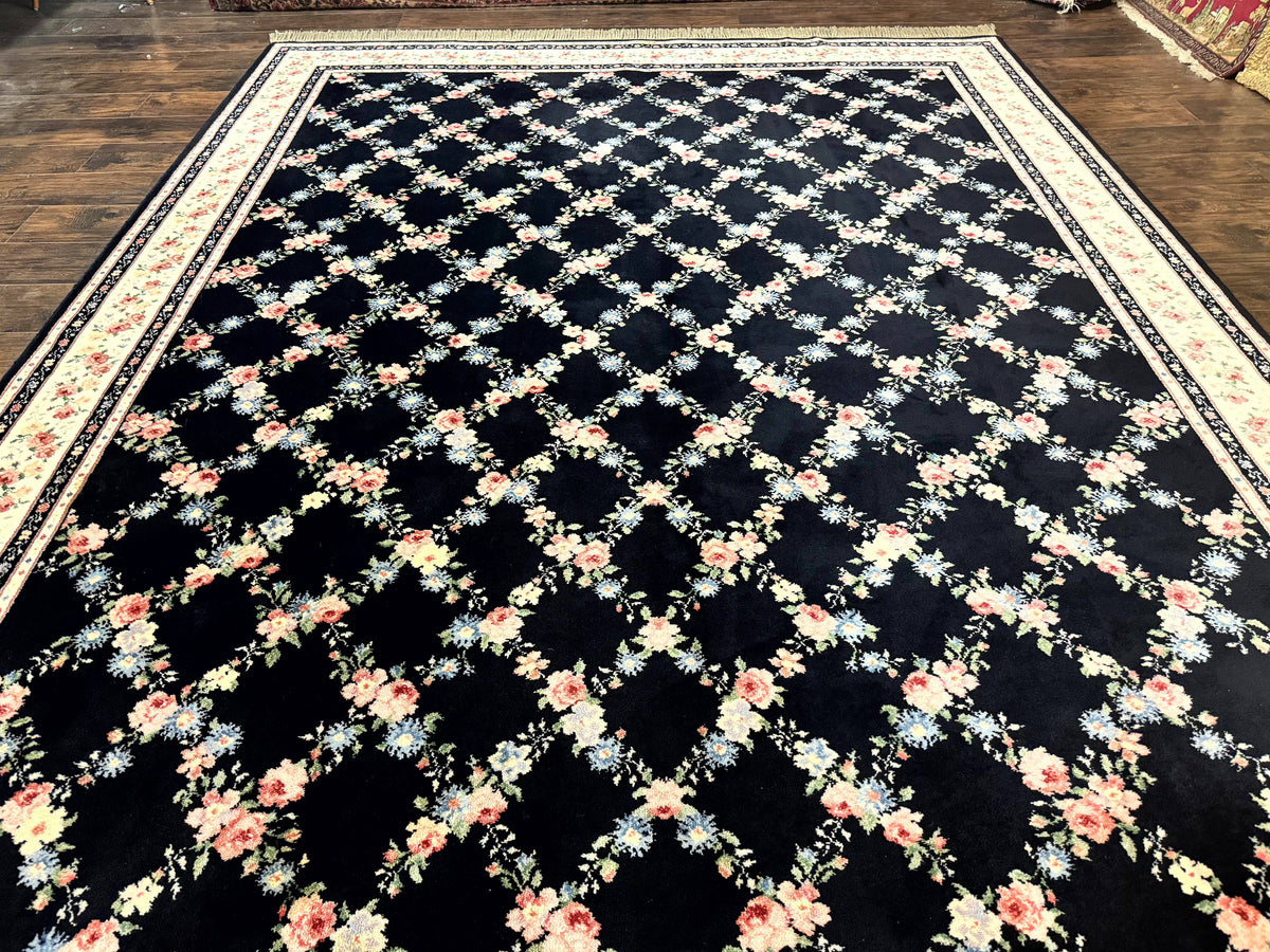 Karastan Rug 8.8 x 12, Garden of Eden #509/1270, Ebony Trellis, Vintage Discontinued Wool Pile Karastan Carpet - Jewel Rugs, view 10