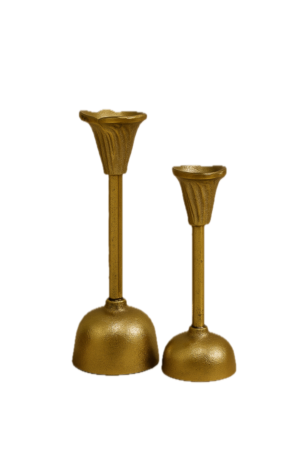Bloom Candle Holder – Hand-Cast Gold Aluminium Fluted Taper Candle Stand - Raiz Studio