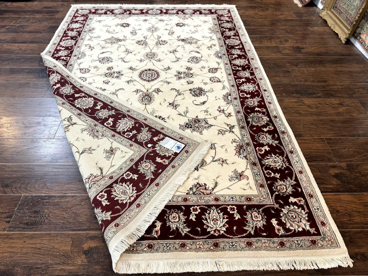 Ivory and Burgundy Pak Persian Rug 6x9 - Jewel Rugs, view 12