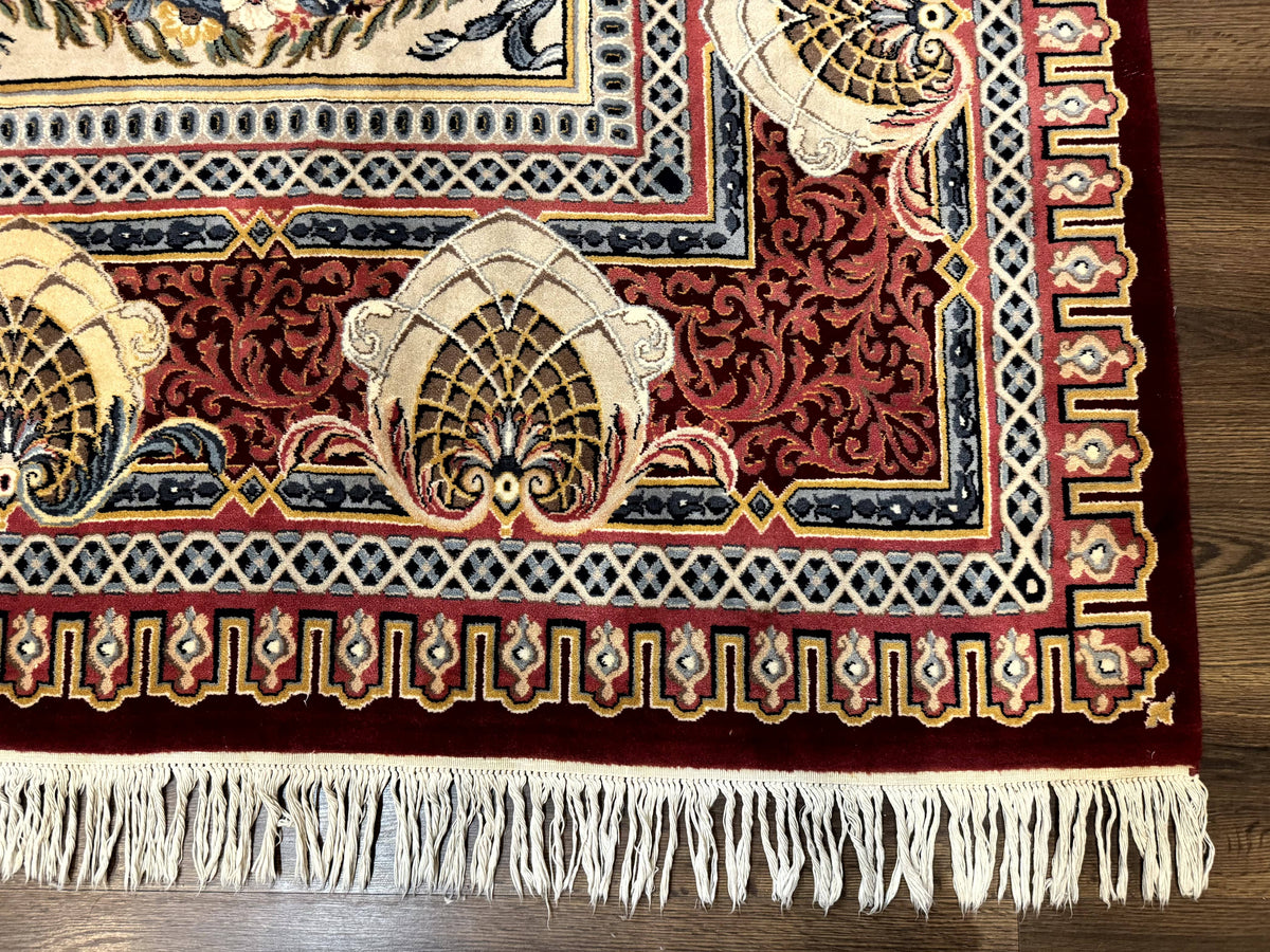 Wonderful Aubusson Rug 10x14, Red Maroon, Elegant, Fine 200 KPSI - Jewel Rugs, view 9