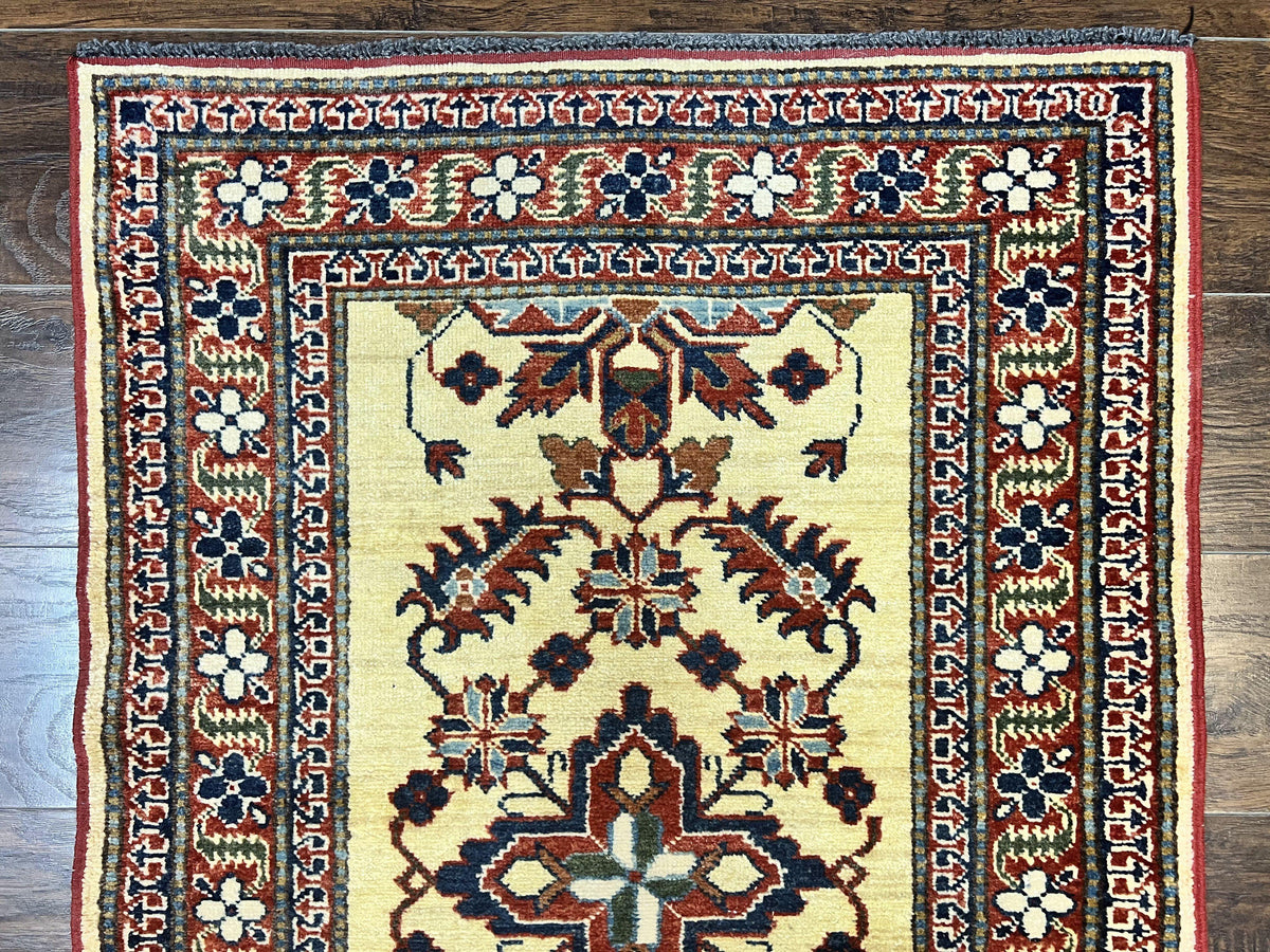 Afghan Heriz Runner Rug 2.9 x 12, Vintage Hand Knotted Persian Carpet for Hallway, 12ft Runner, Wool, Cream - Jewel Rugs, view 4