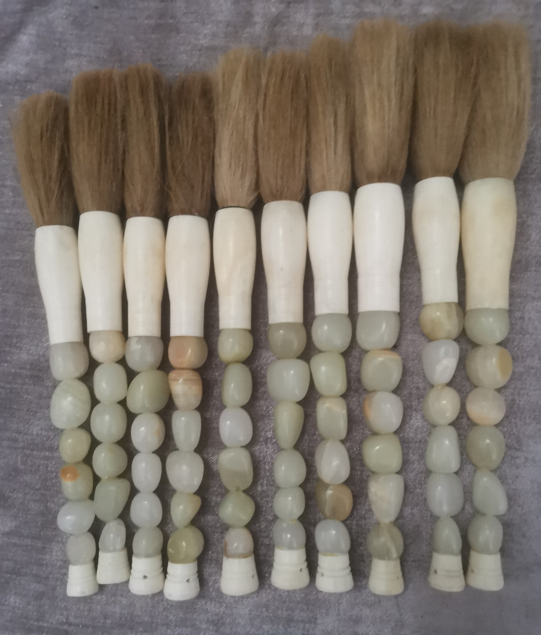 Approx.12" Long Live-Edge Jade Calligraphy Brush Neutral White image