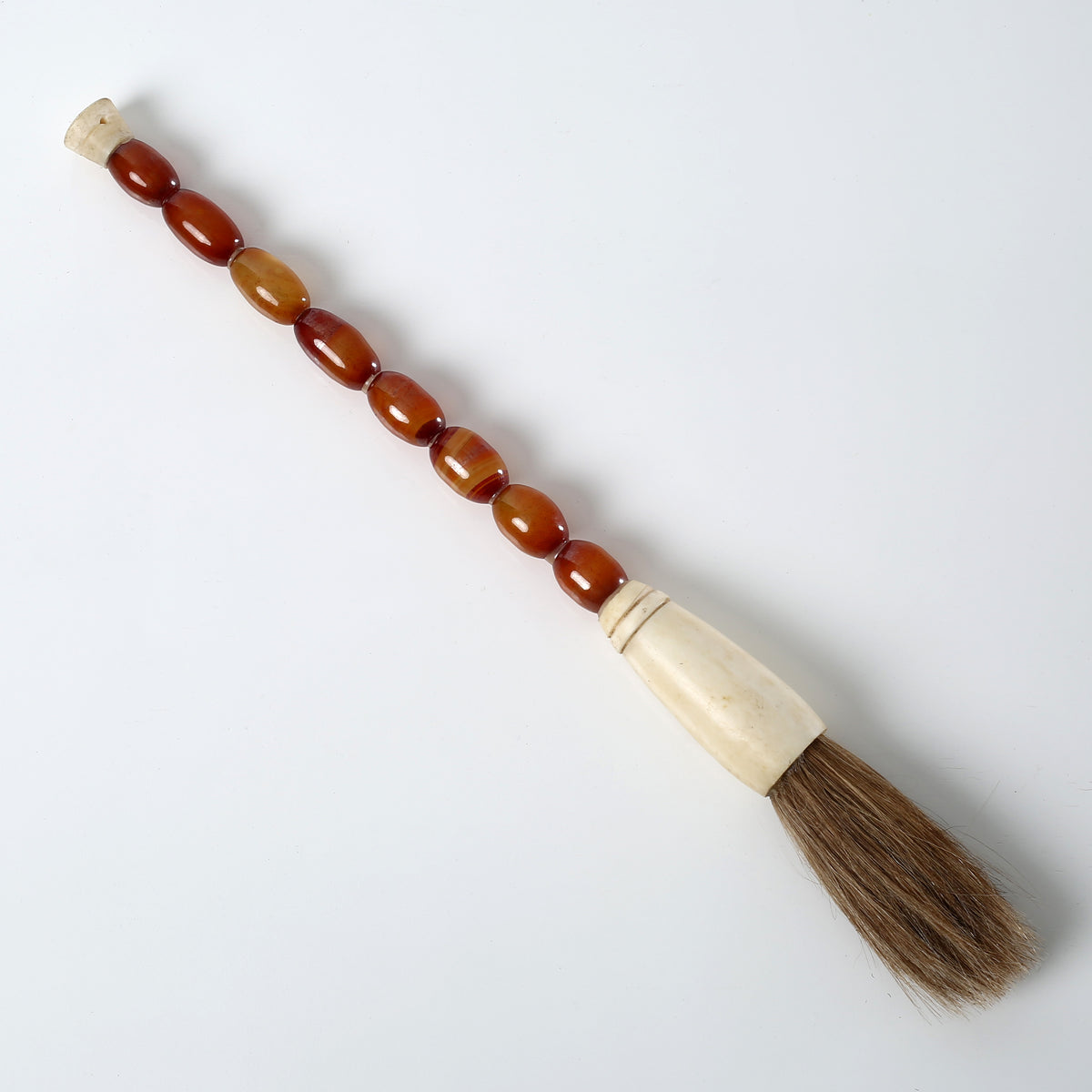Approx. 13" Long Oval Shaped Agate Calligraphy Brush Natural Garnet
