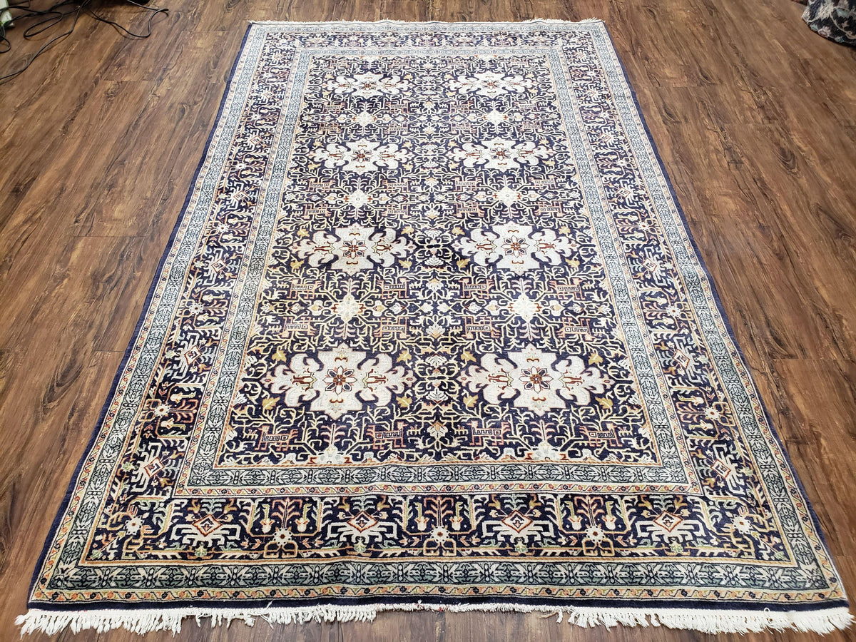 Navy Blue Persian Kashan Rug, Hand-Knotted, Wool, 4' 8" x 7' 4", Pair B - Jewel Rugs, view 2