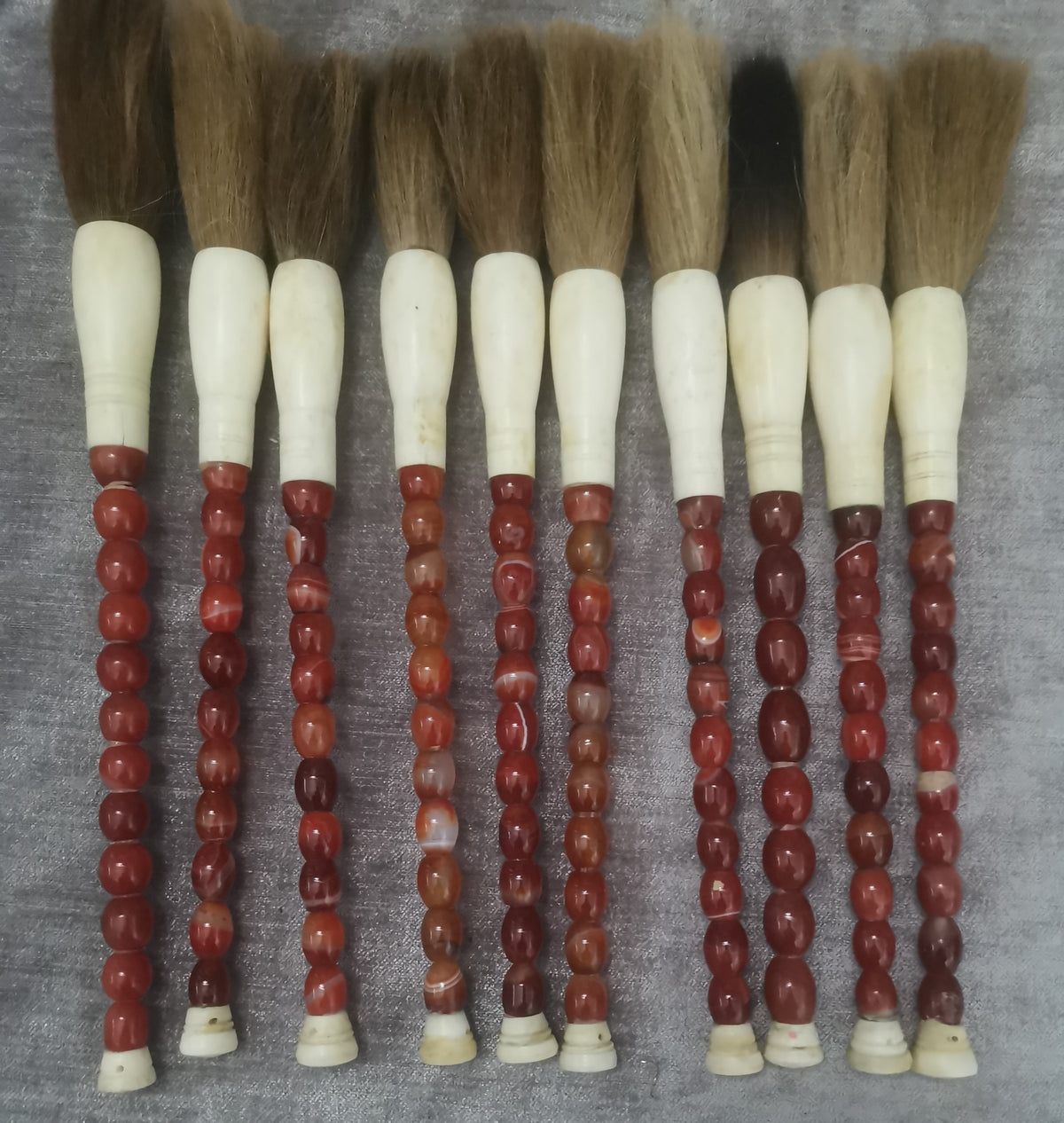 Approx. 13" Long Agate Calligraphy Brush Natural Garnet