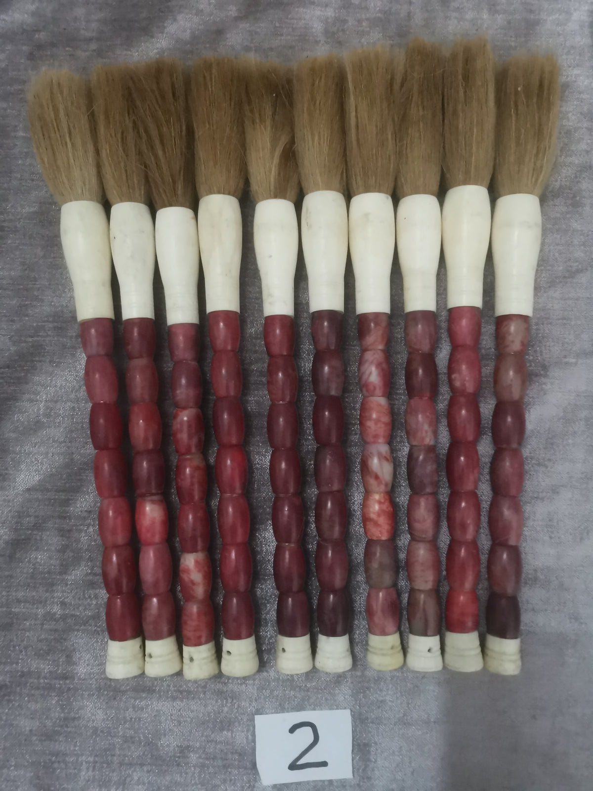 Approx. 13" Long Drum Shaped Marble Calligraphy Brush Natural Garnet