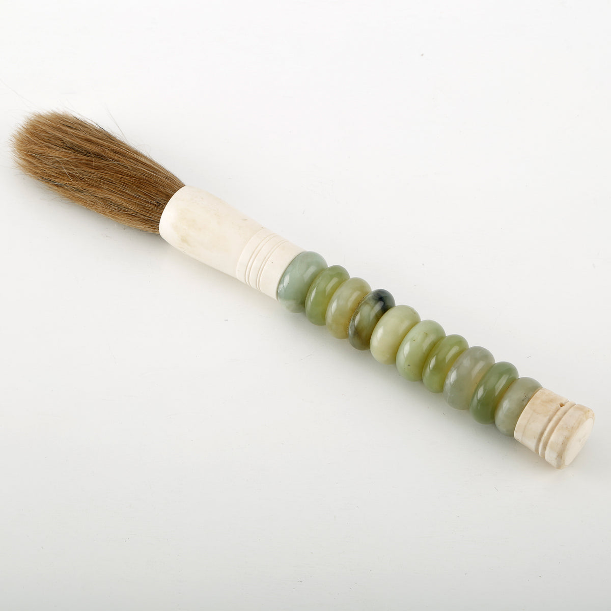 13" Calligraphy Brush Neutral Light Green Jade Ring