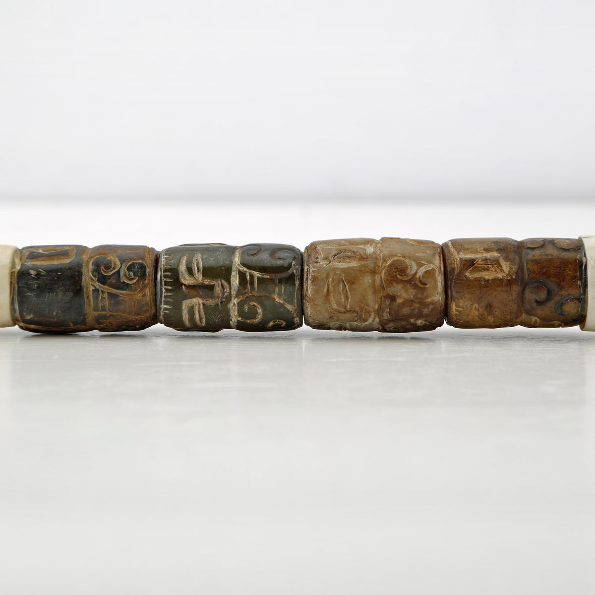 13" Calligraphy Brush Hand Carved Cylinder Jade Dark Brown