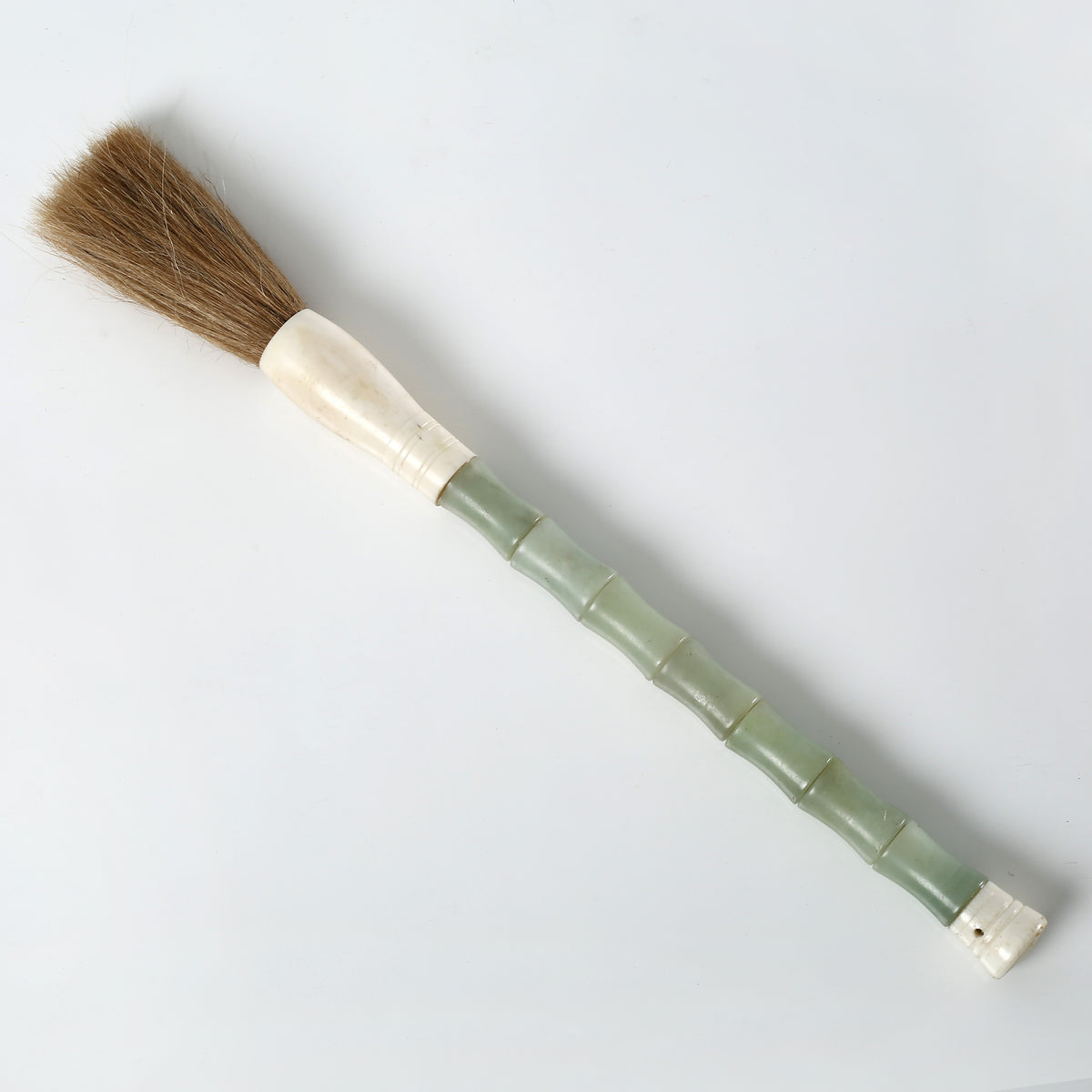 12" Bamboo Shaped Jade Calligraphy Brush Neutral Green
