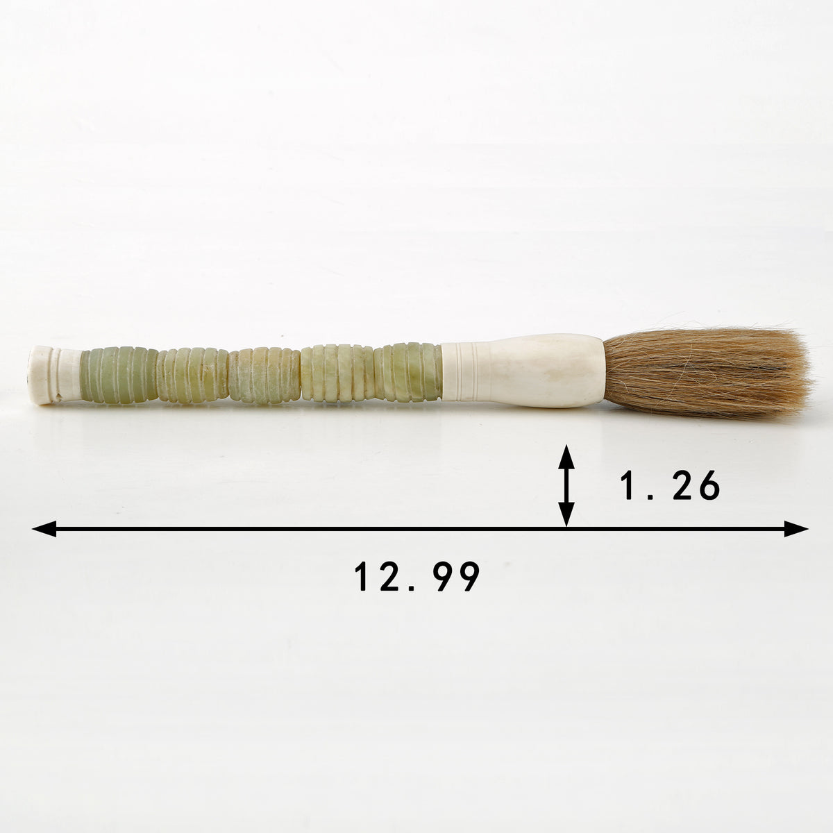 13" Calligraphy Brush with Neutral Green Jade Ring