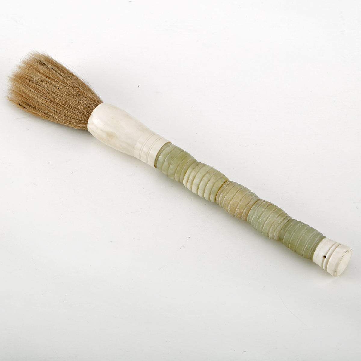 13" Calligraphy Brush with Neutral Green Jade Ring
