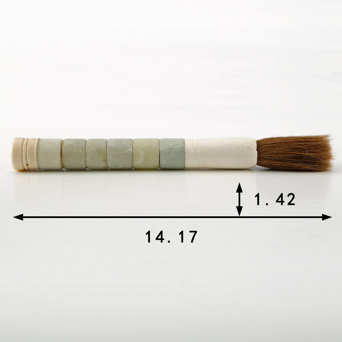 Approx. 16" Calligraphy Brush with Neutral Green Jade Cylinder