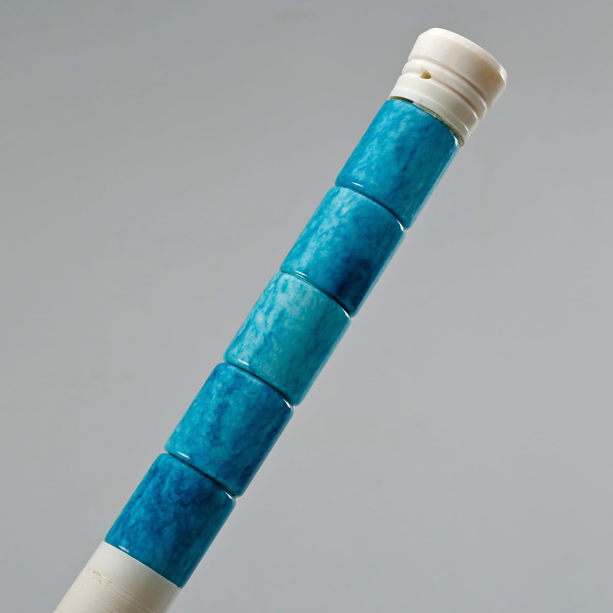 13" Aqua Blue Cylindrical Jade Calligraphy Brush