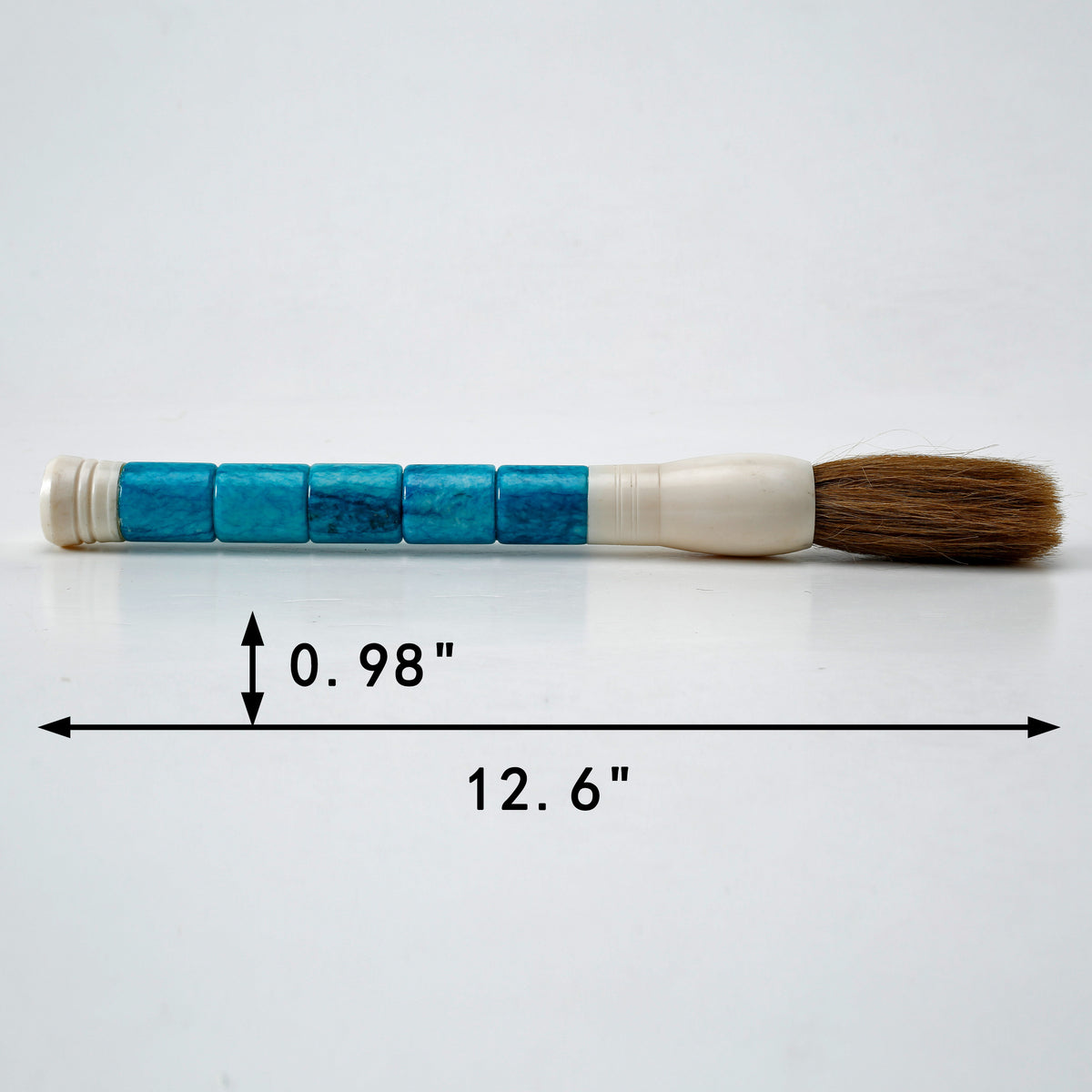 13" Aqua Blue Cylindrical Jade Calligraphy Brush