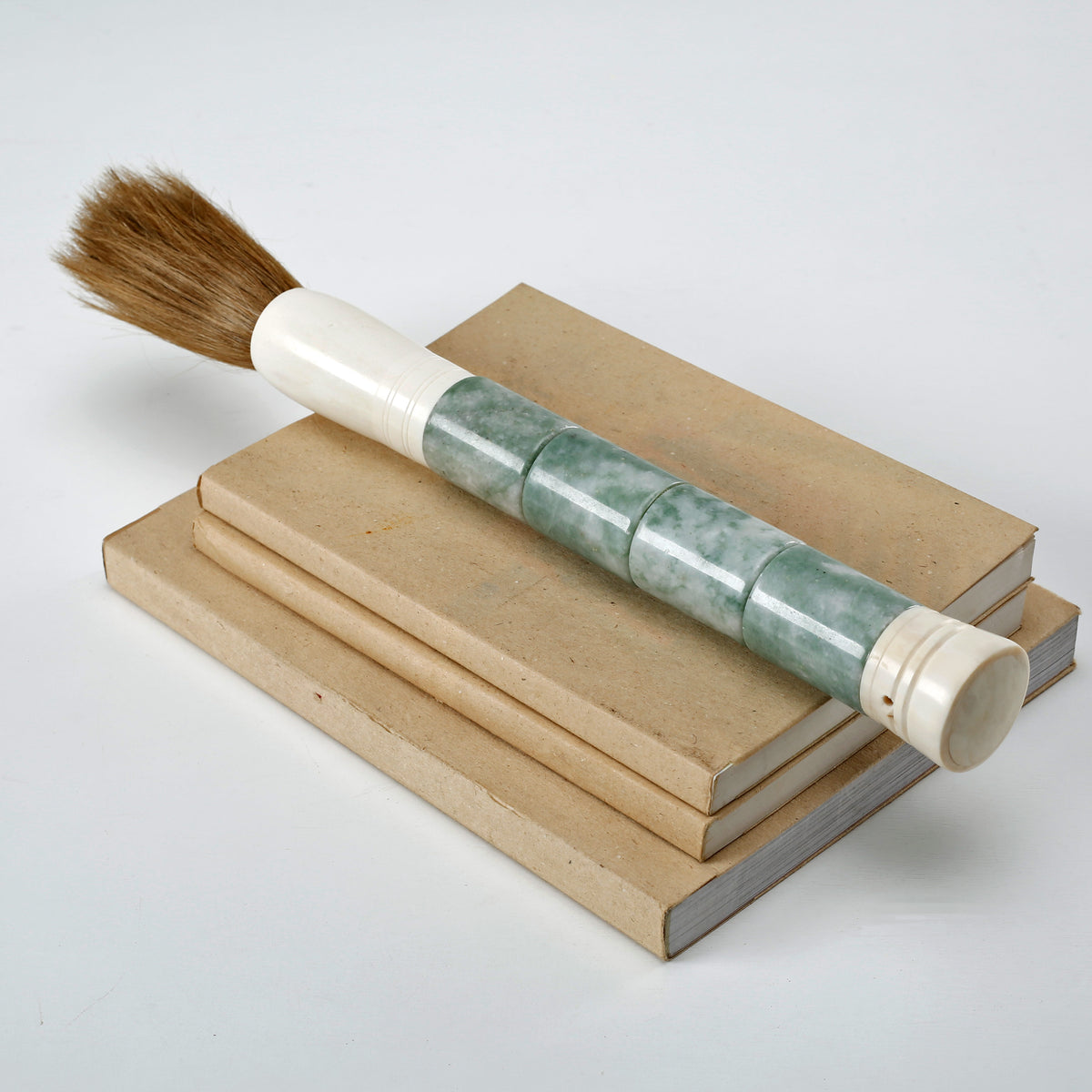 15" White Cylindrical Jade Calligraphy Brush