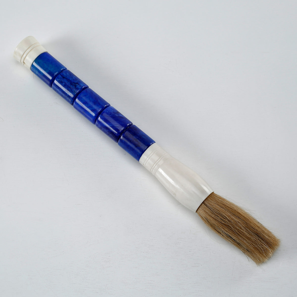 15" Purple Blue Cylindrical Jade Calligraphy Brush