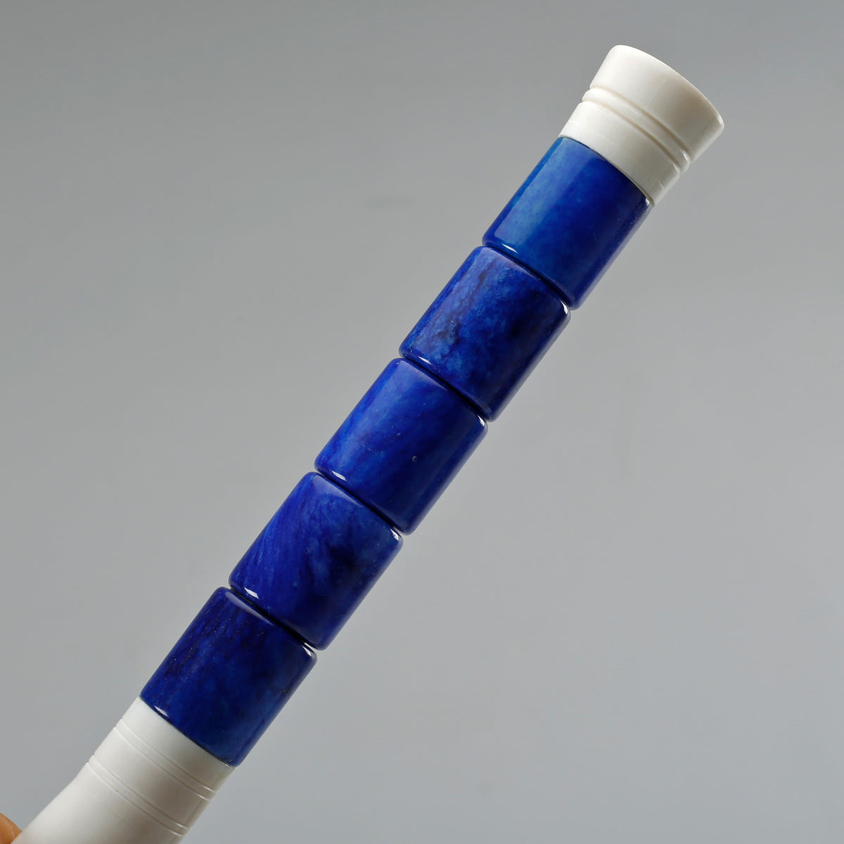 15" Purple Blue Cylindrical Jade Calligraphy Brush