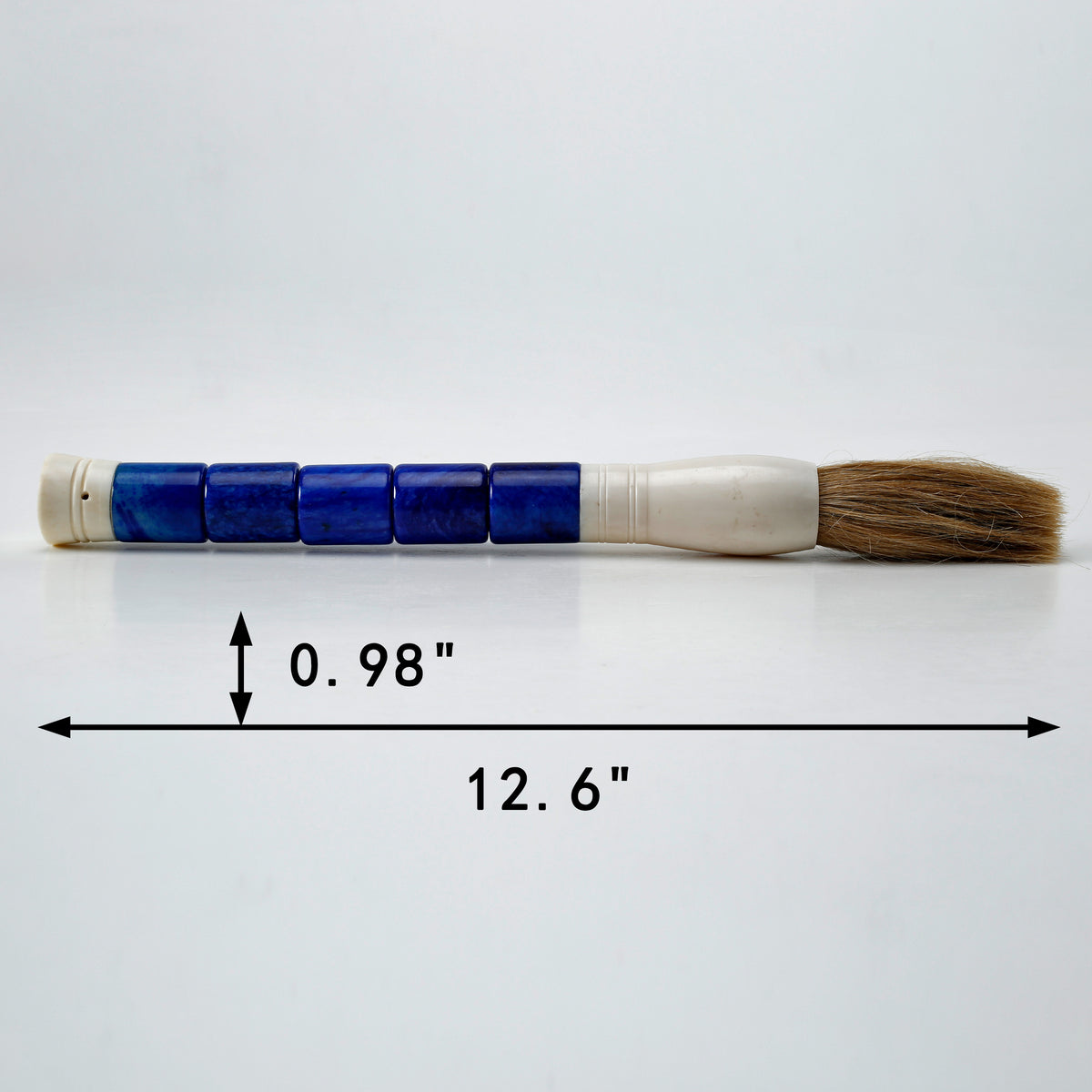 15" Purple Blue Cylindrical Jade Calligraphy Brush