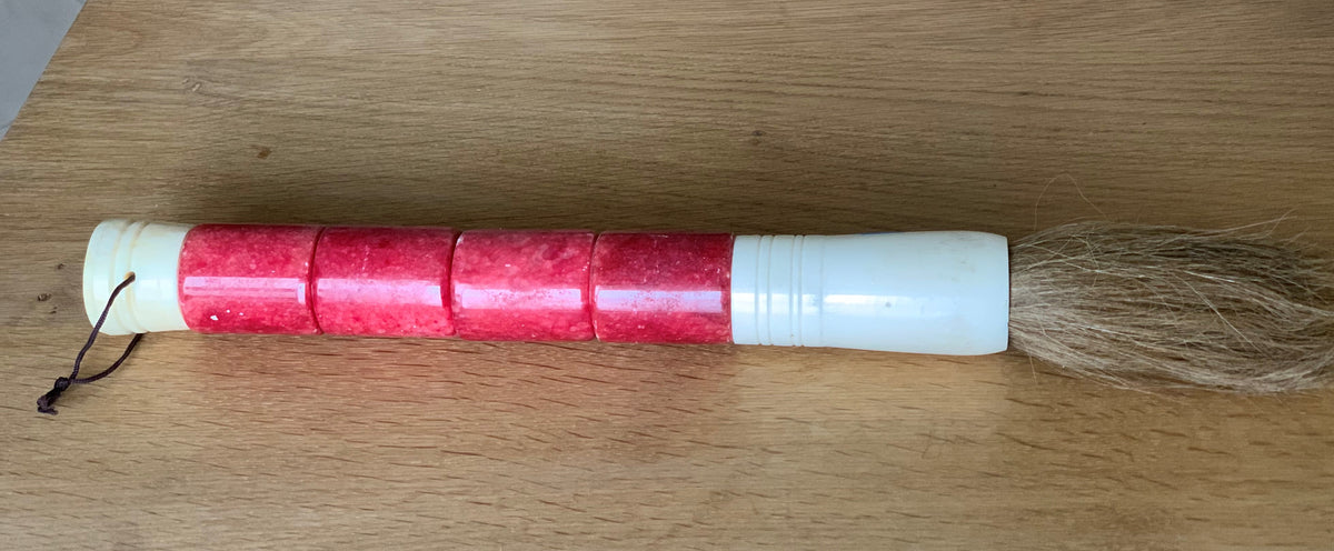Approx. 15" Cylindrical Marble Calligraphy Brush Light Garnet